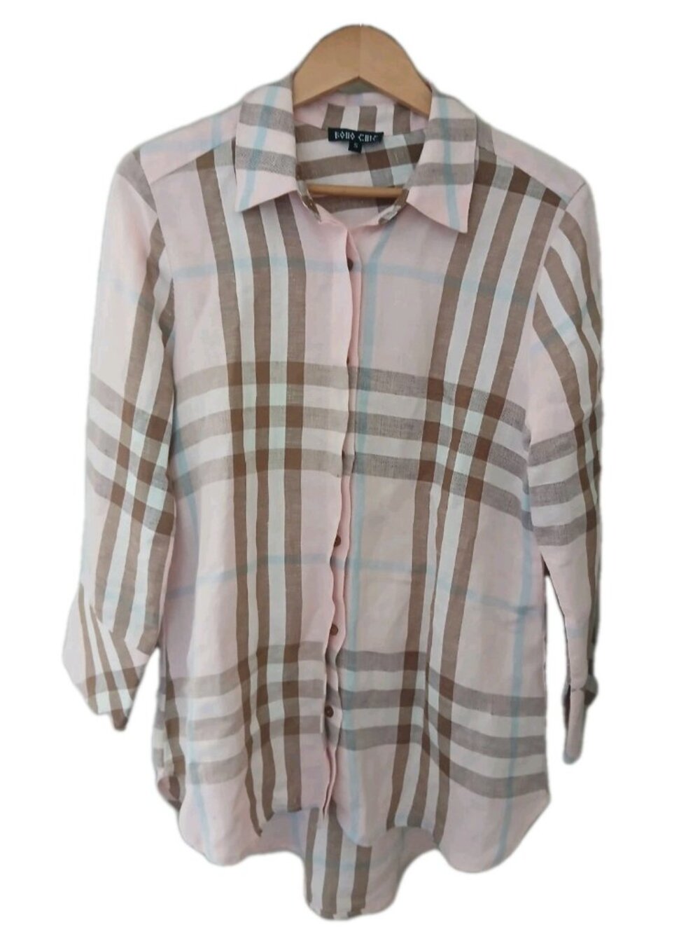 Boho Chic Linen Button Up Tunic Top